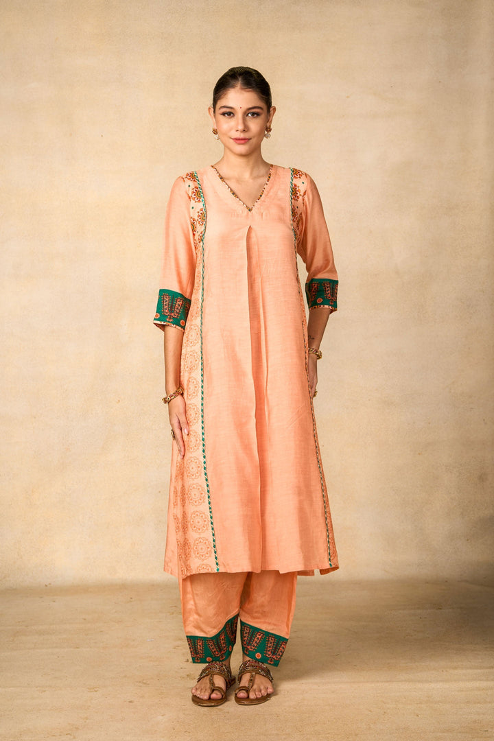 Ayodhya Aabha peach set of 2 ( kurta + salwar ) | SHOBITAM