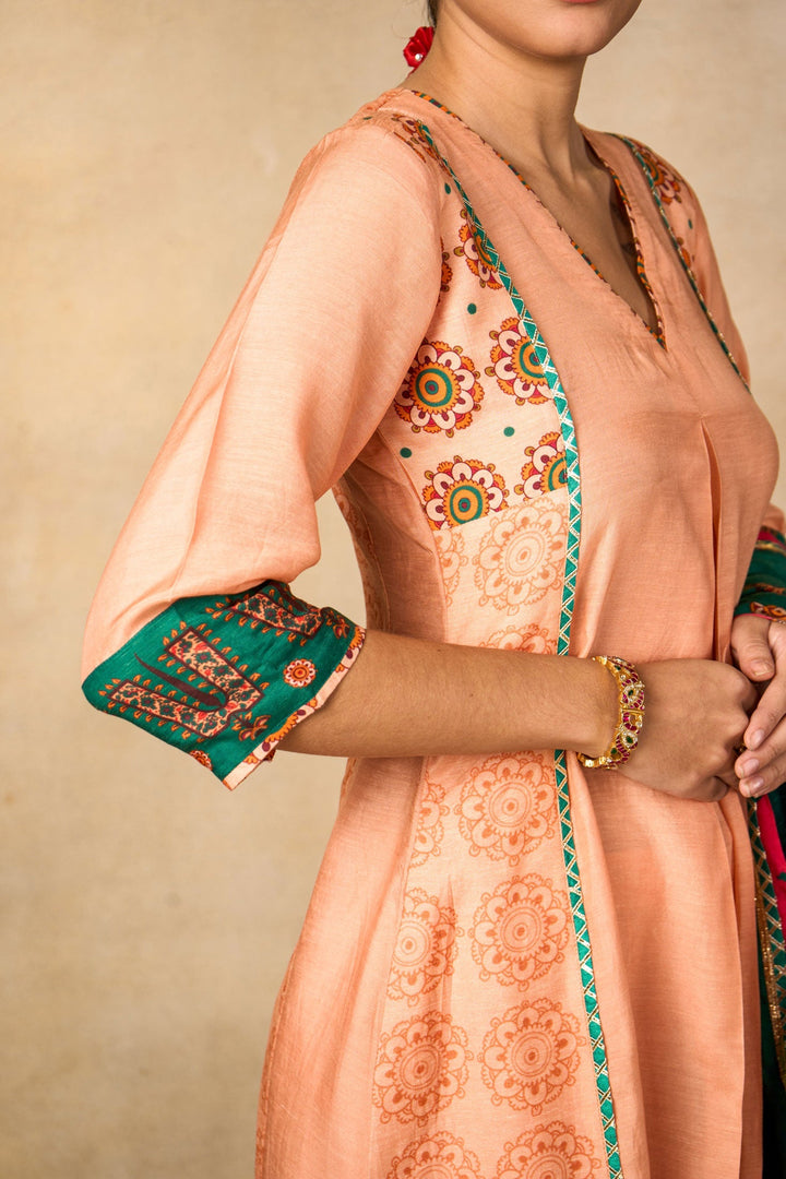 Ayodhya Aabha peach set of 2 ( kurta + salwar ) | SHOBITAM