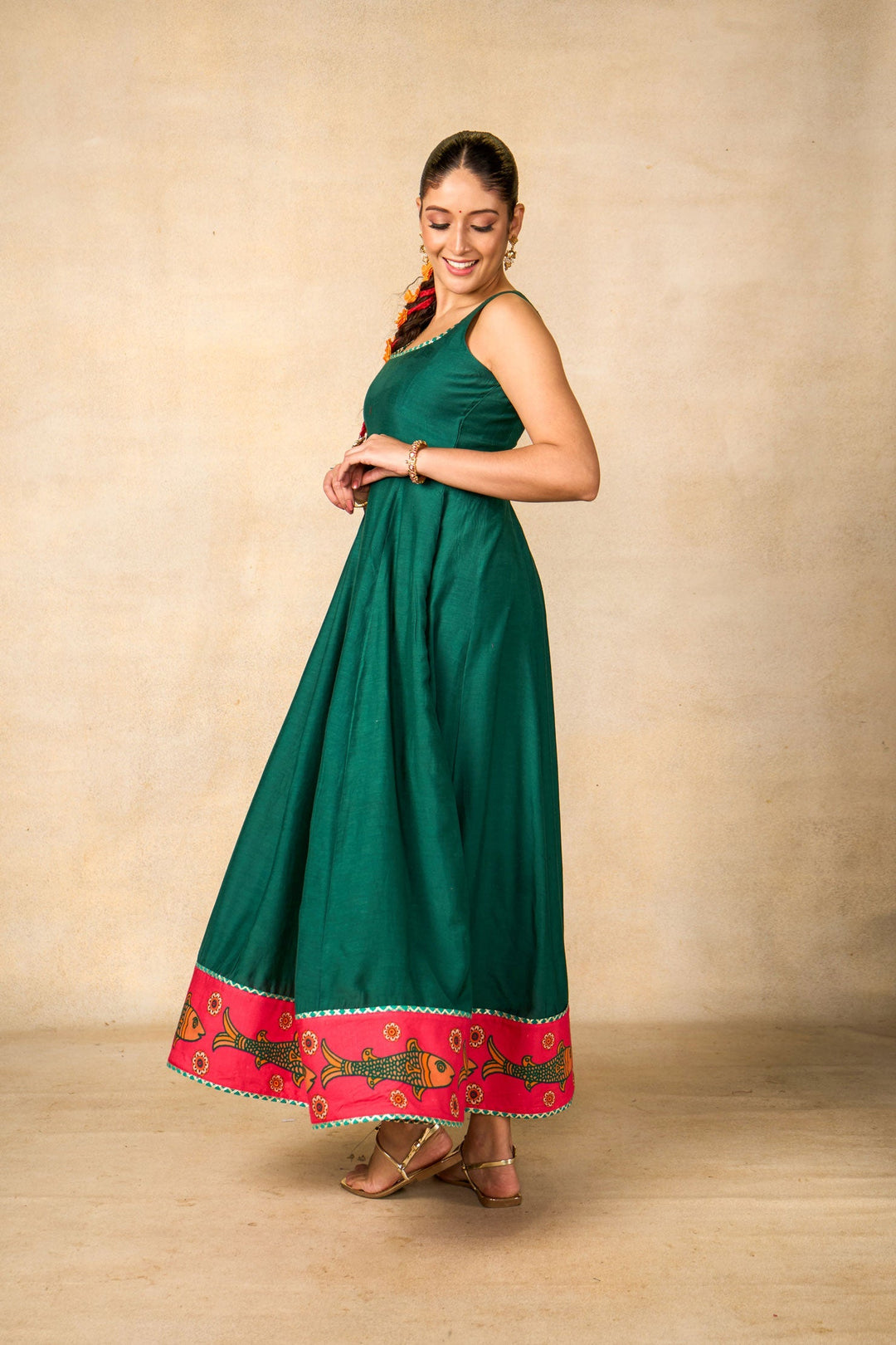 Matsya rekha emerald dress | SHOBITAM
