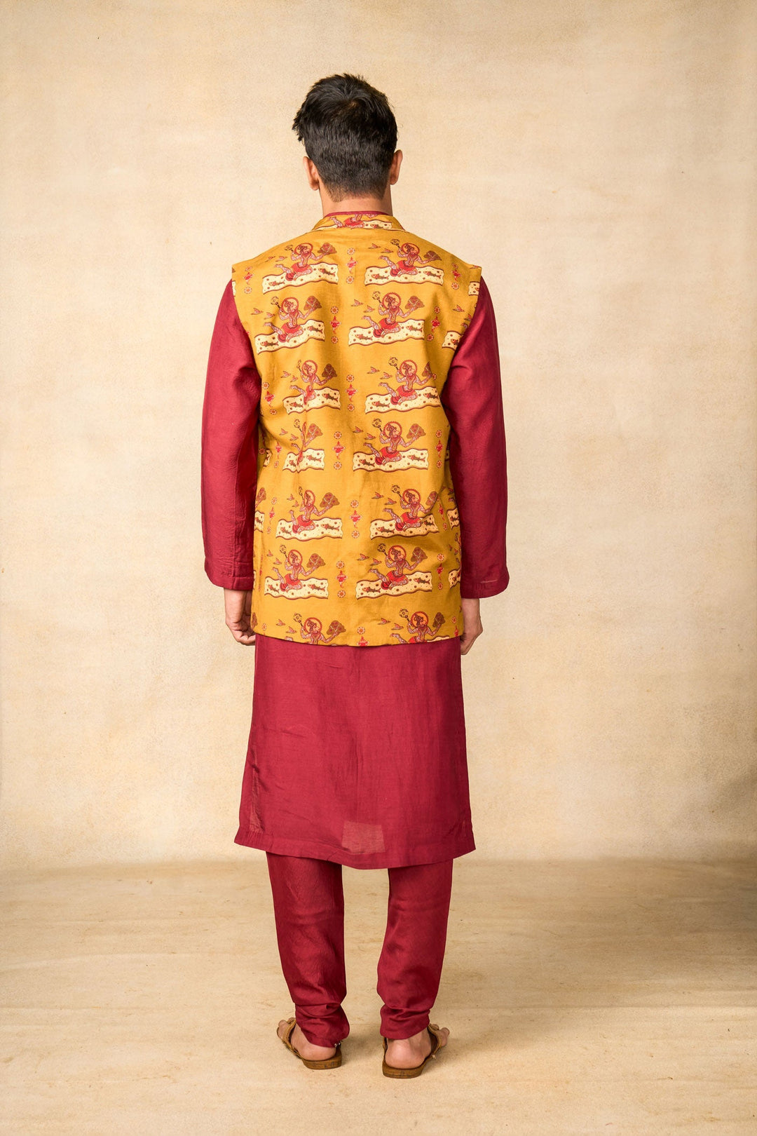 Hanumat Shakti set of 3 (kurta + churidar+ jacket) | SHOBITAM