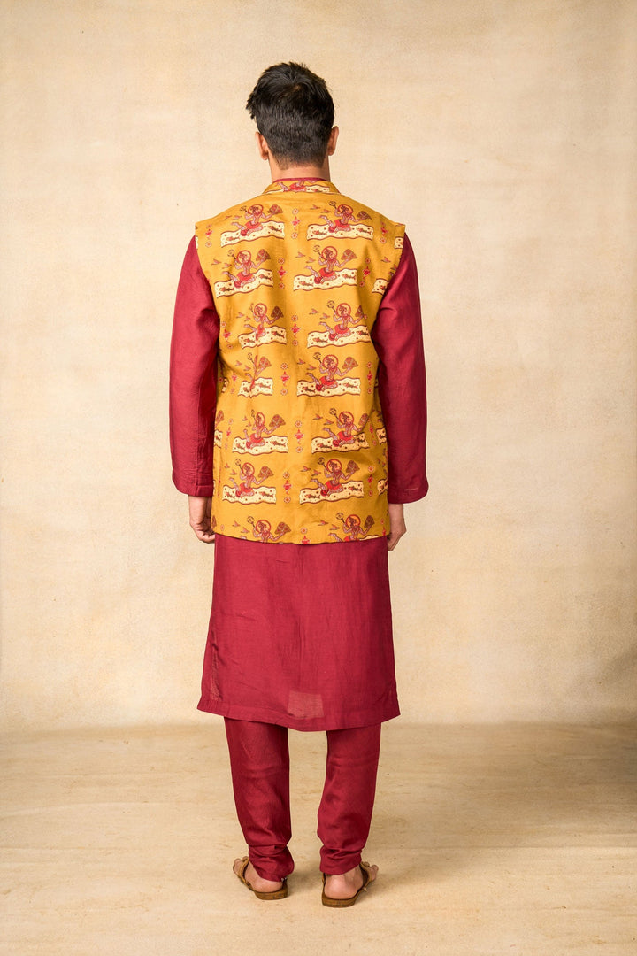 Hanumat Shakti set of 3 (kurta + churidar+ jacket) | SHOBITAM