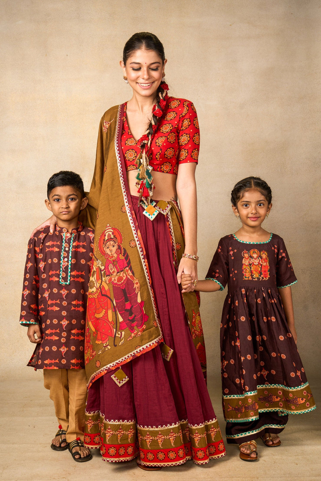 Sita coffee kurta palazzo set (set of 2) | SHOBITAM