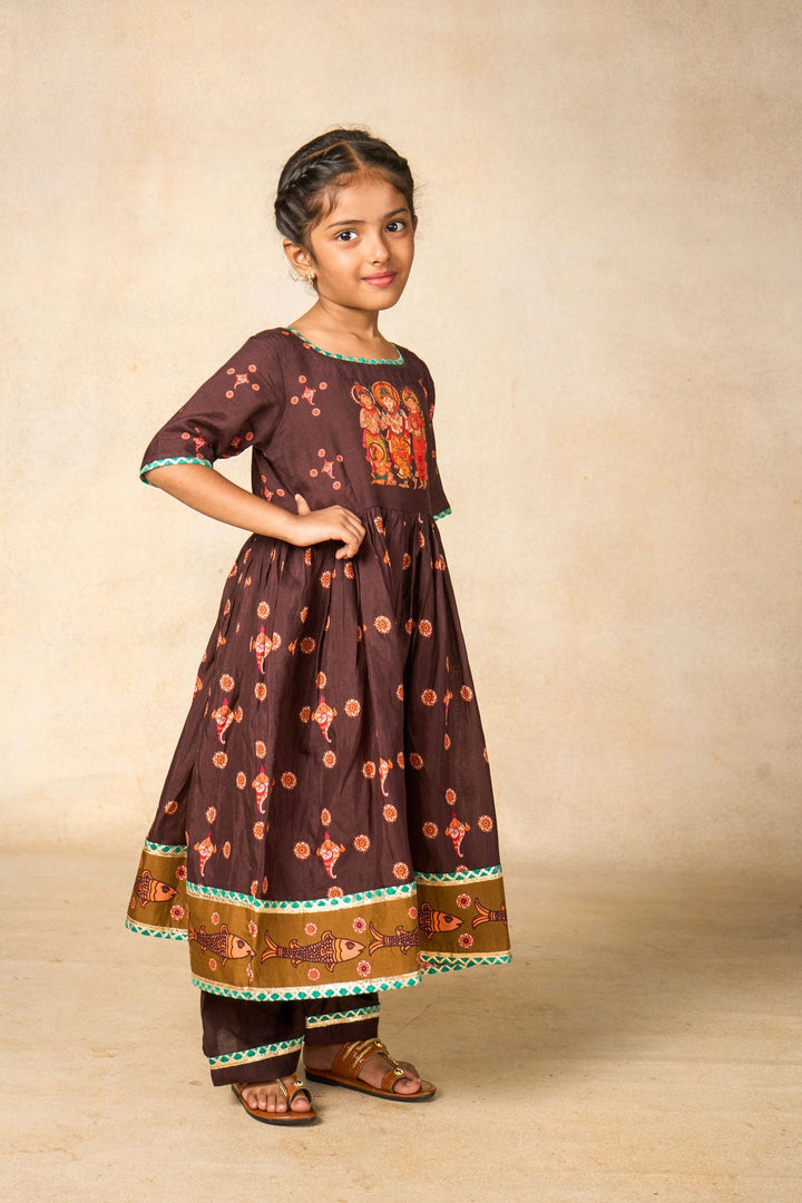 Sita coffee kurta palazzo set (set of 2) | SHOBITAM