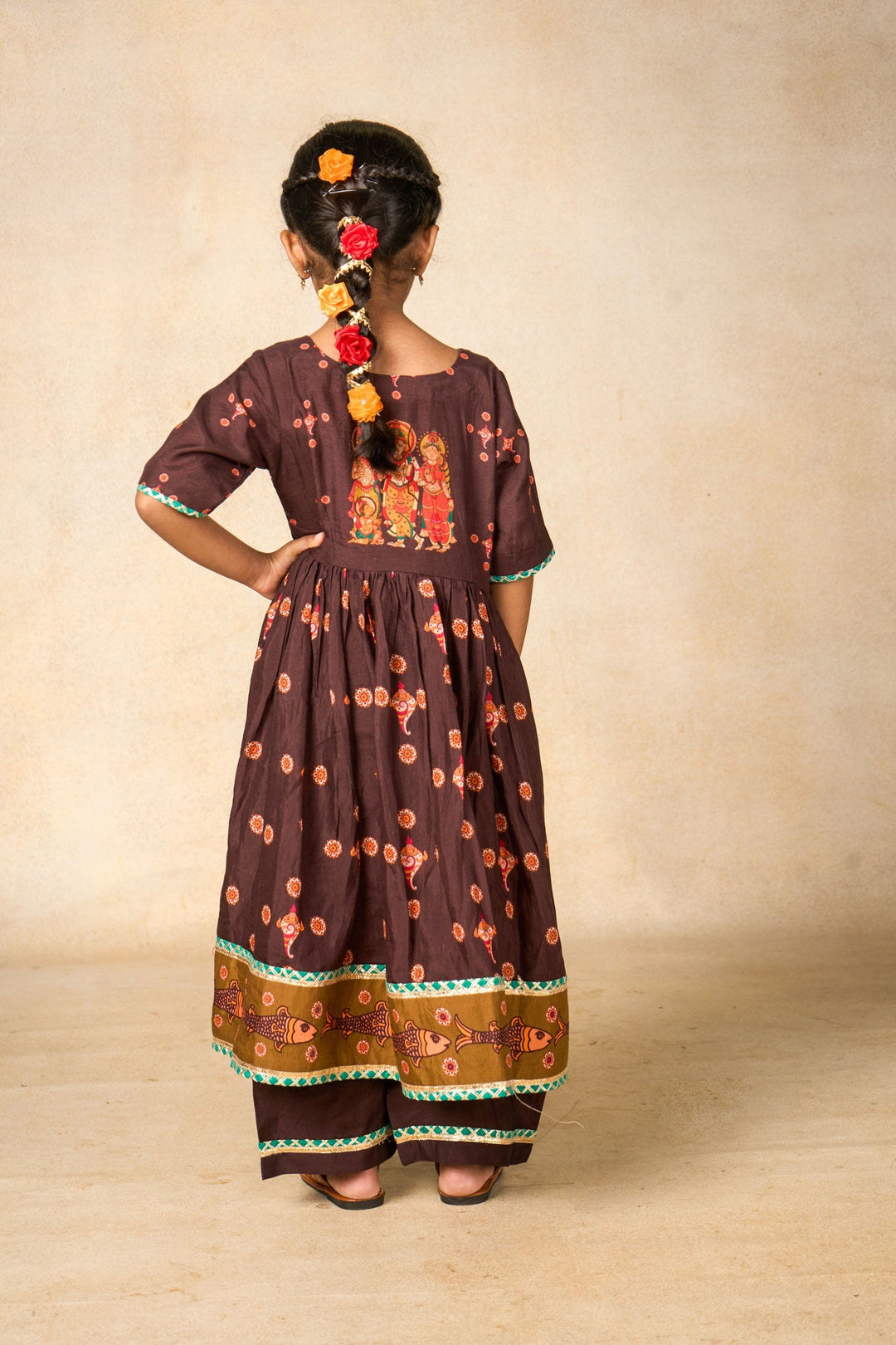 Sita coffee kurta palazzo set (set of 2) | SHOBITAM
