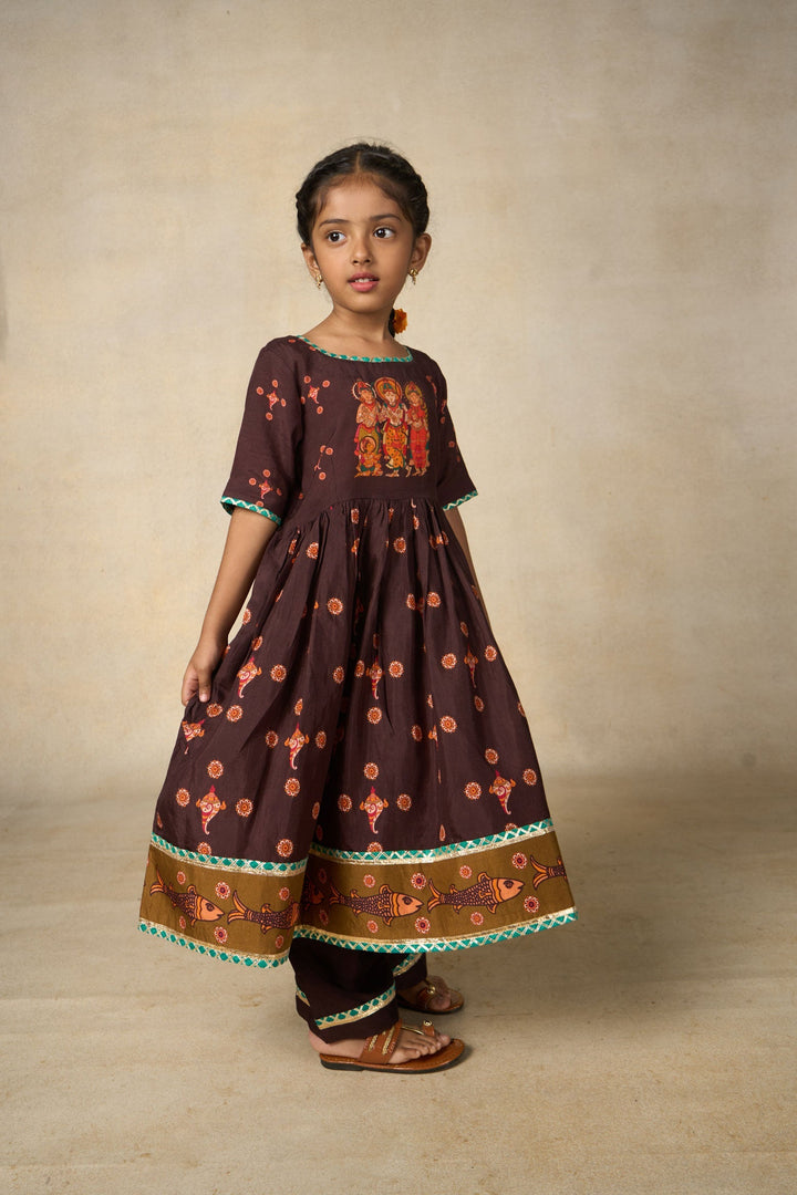 Sita coffee kurta palazzo set (set of 2) | SHOBITAM