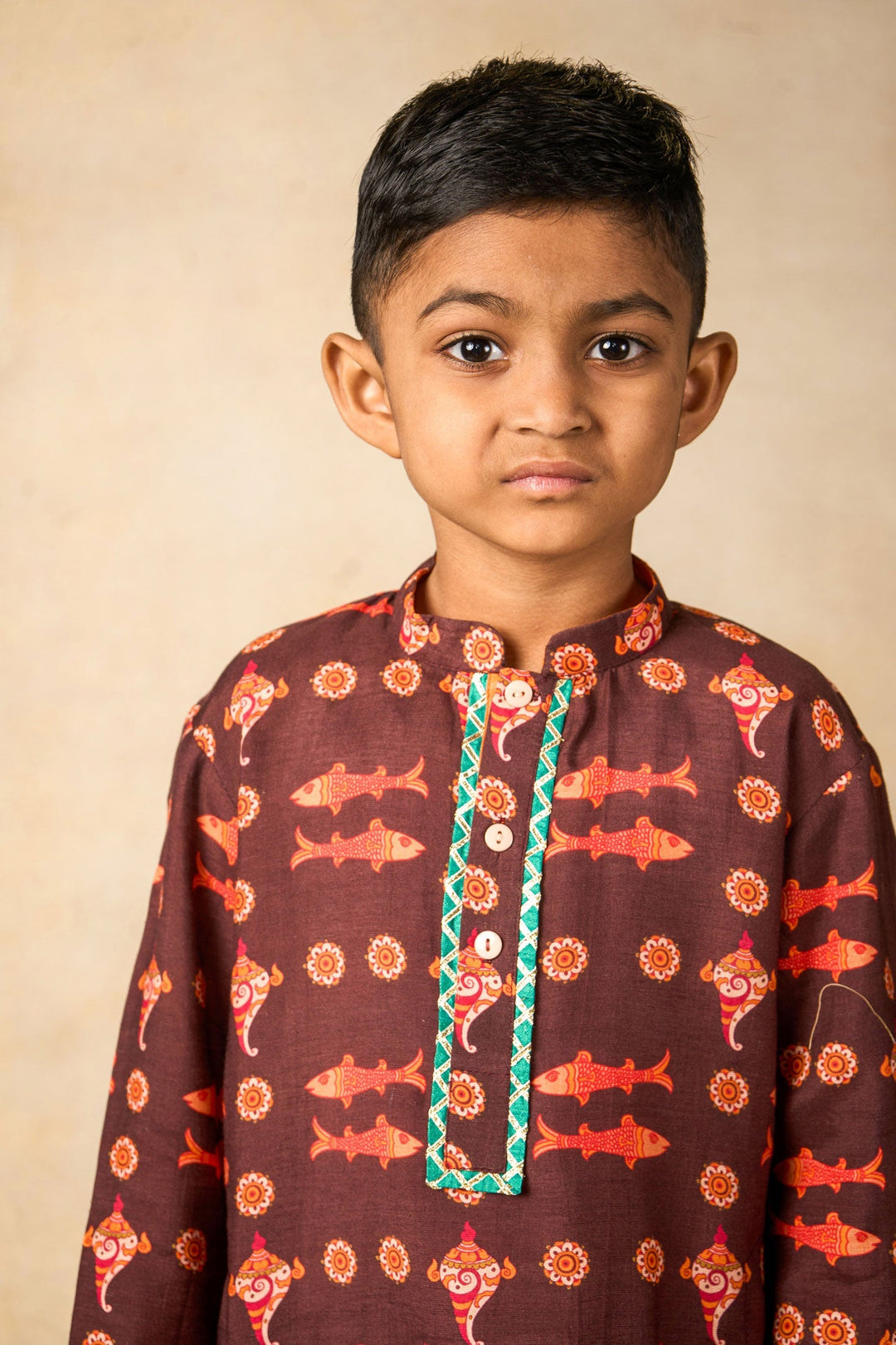 Matsya Mudra coffee kurta + pant | SHOBITAM