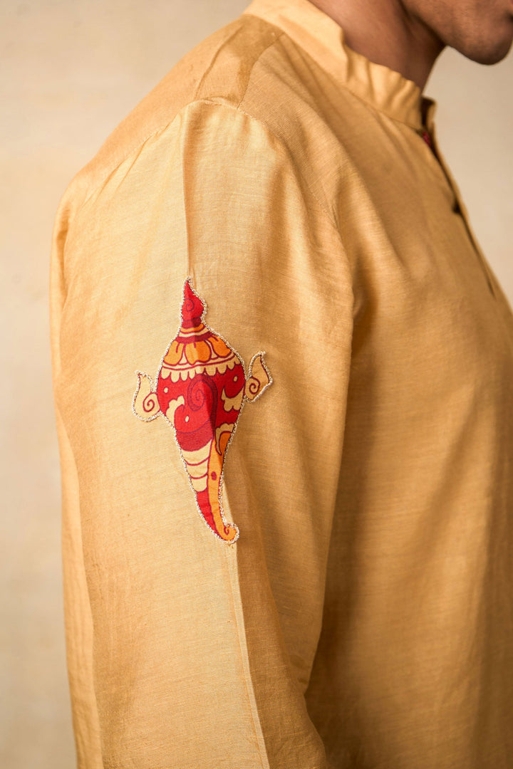 Shankha naad set of 3 (kurta + churidar+jacket ) | SHOBITAM