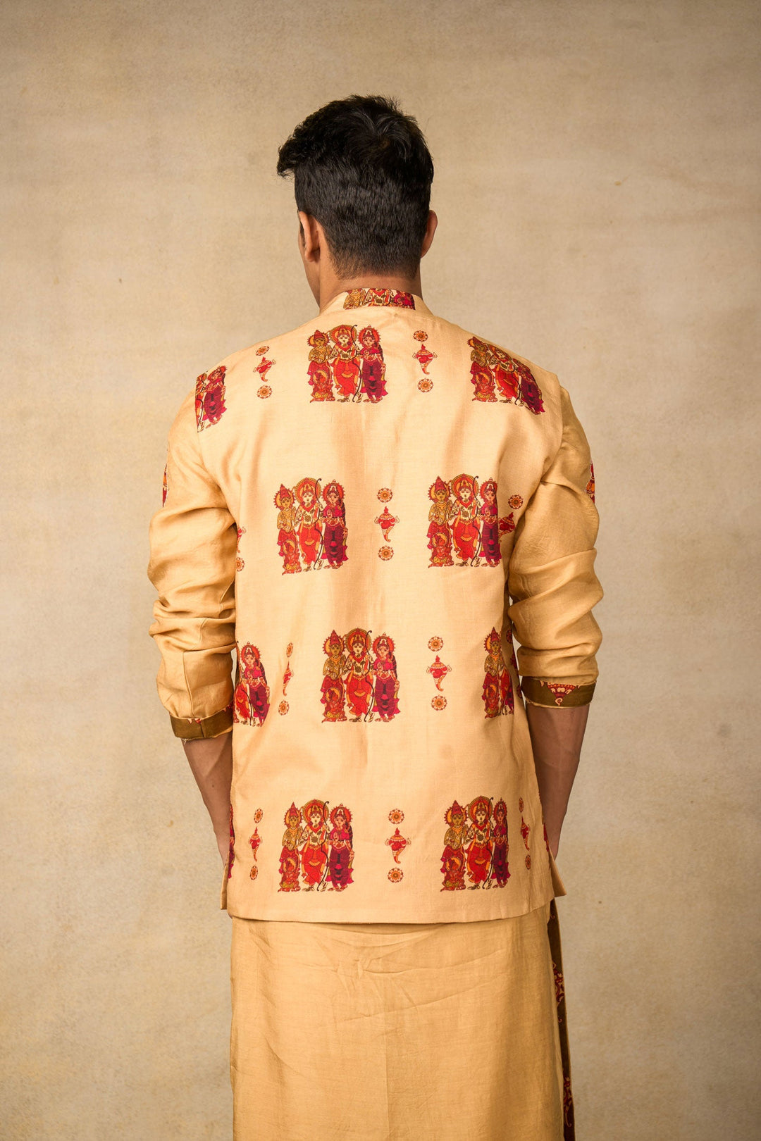 Shankha naad set of 3 (kurta + churidar+jacket ) | SHOBITAM