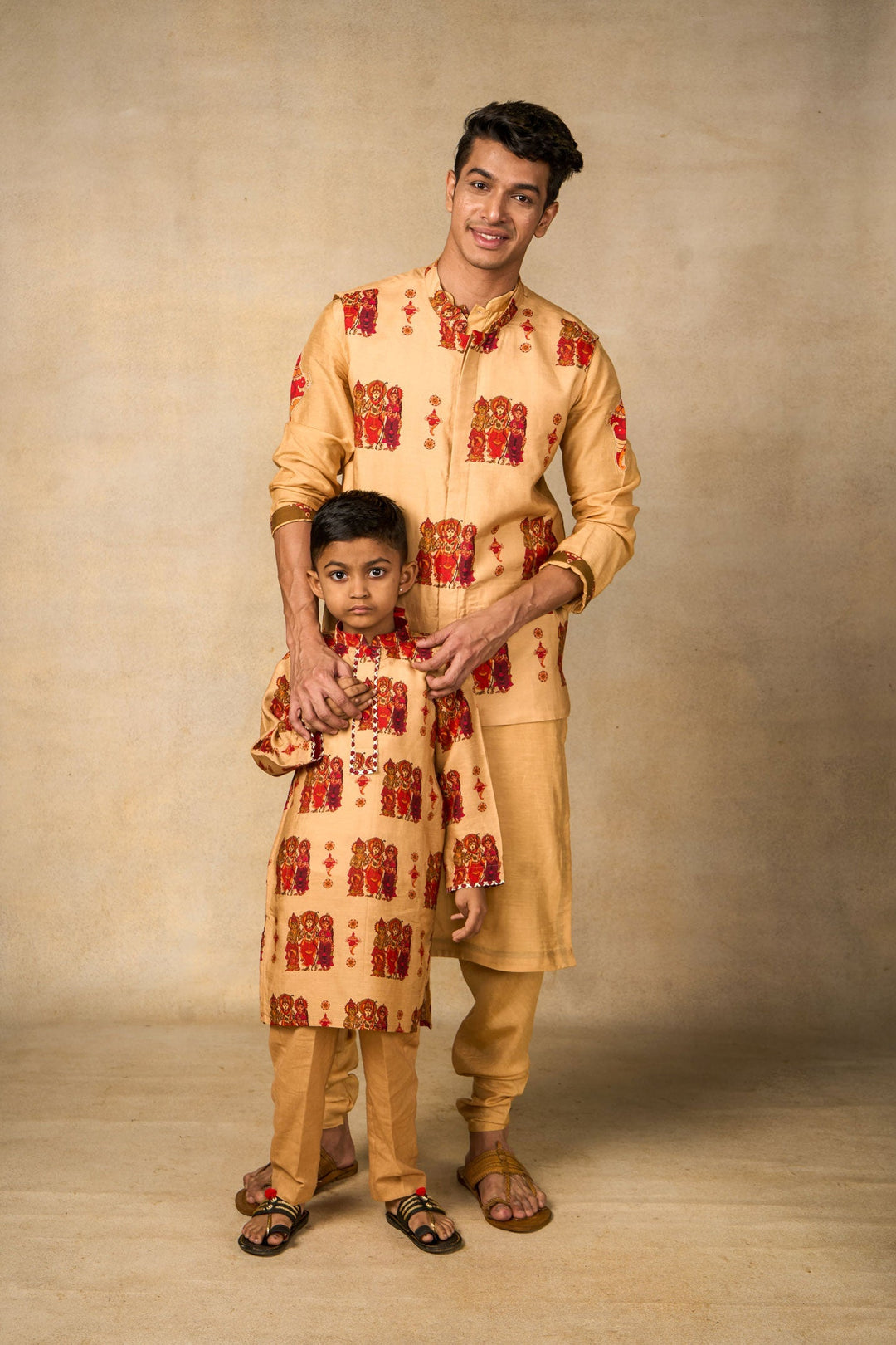 Shankha naad set of 3 (kurta + churidar+jacket ) | SHOBITAM