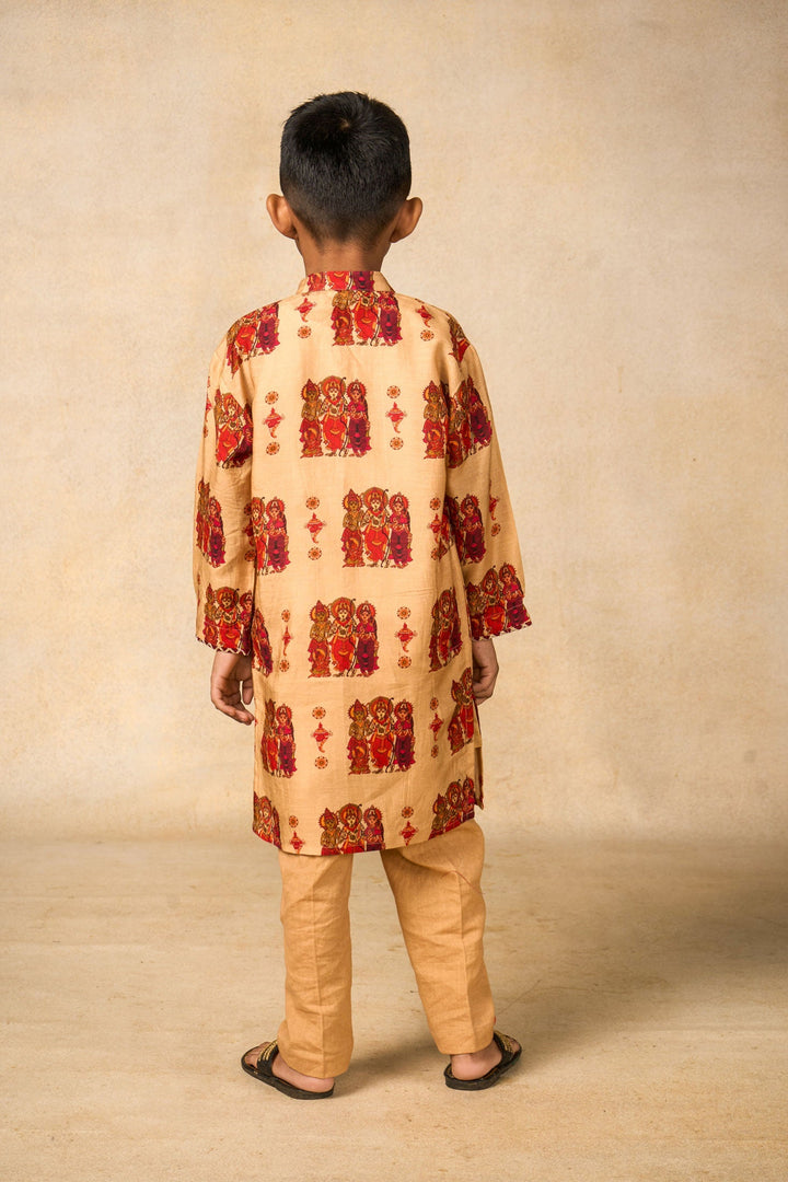 Matsya Mudra Cream kurta + pant | SHOBITAM