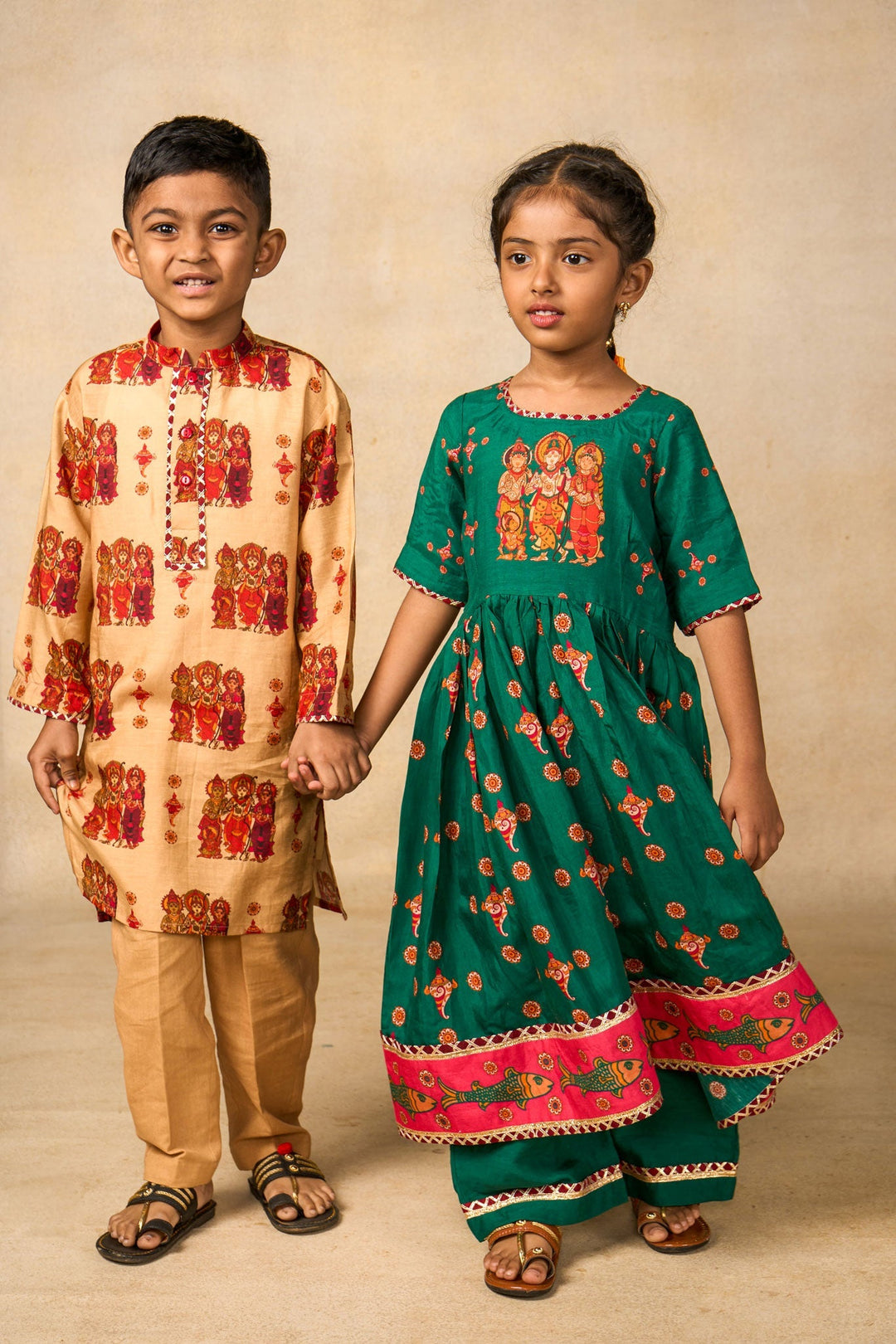 Sita emerald kurta palazzo set (set of 2) | SHOBITAM
