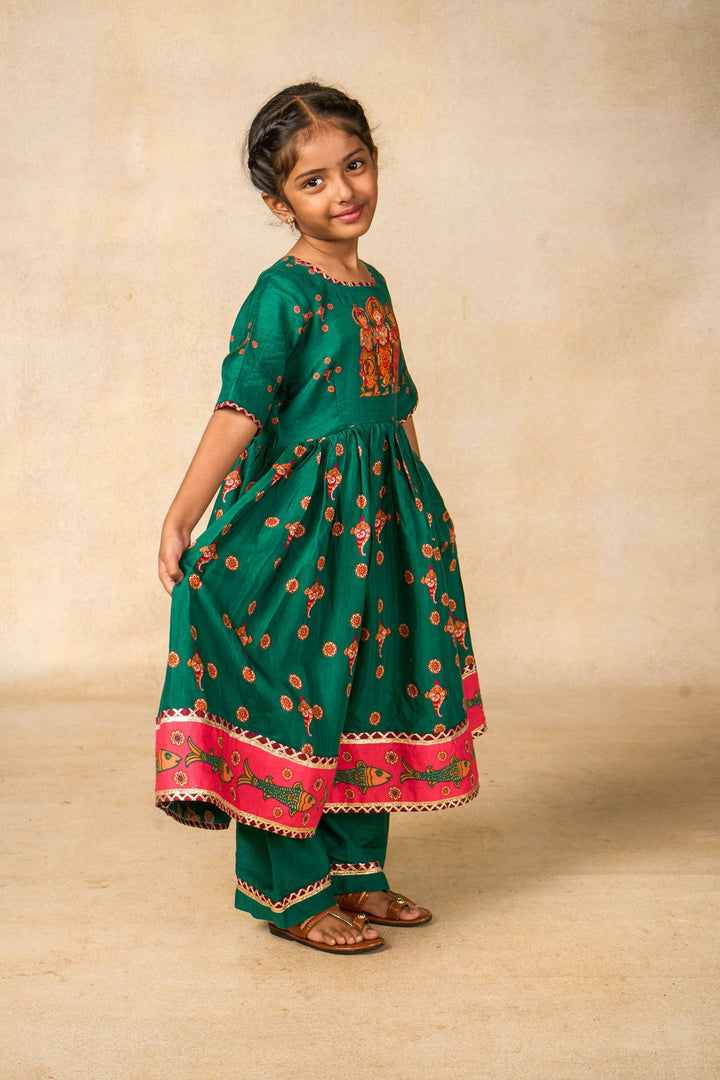 Sita emerald kurta palazzo set (set of 2) | SHOBITAM