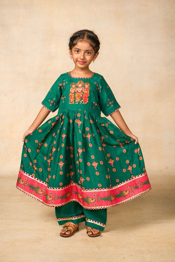 Sita emerald kurta palazzo set (set of 2) | SHOBITAM