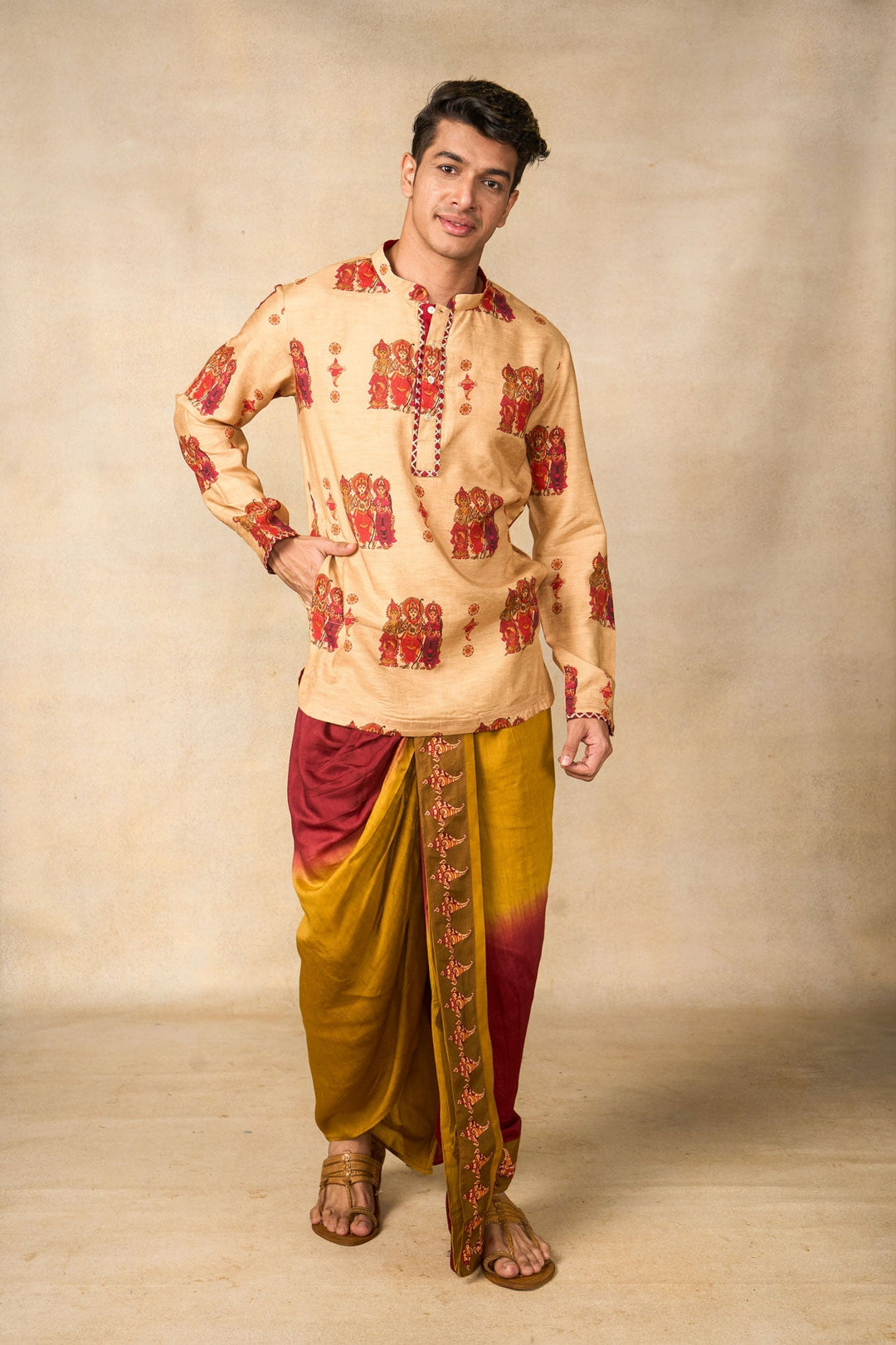 Vajraang cream kurta | SHOBITAM