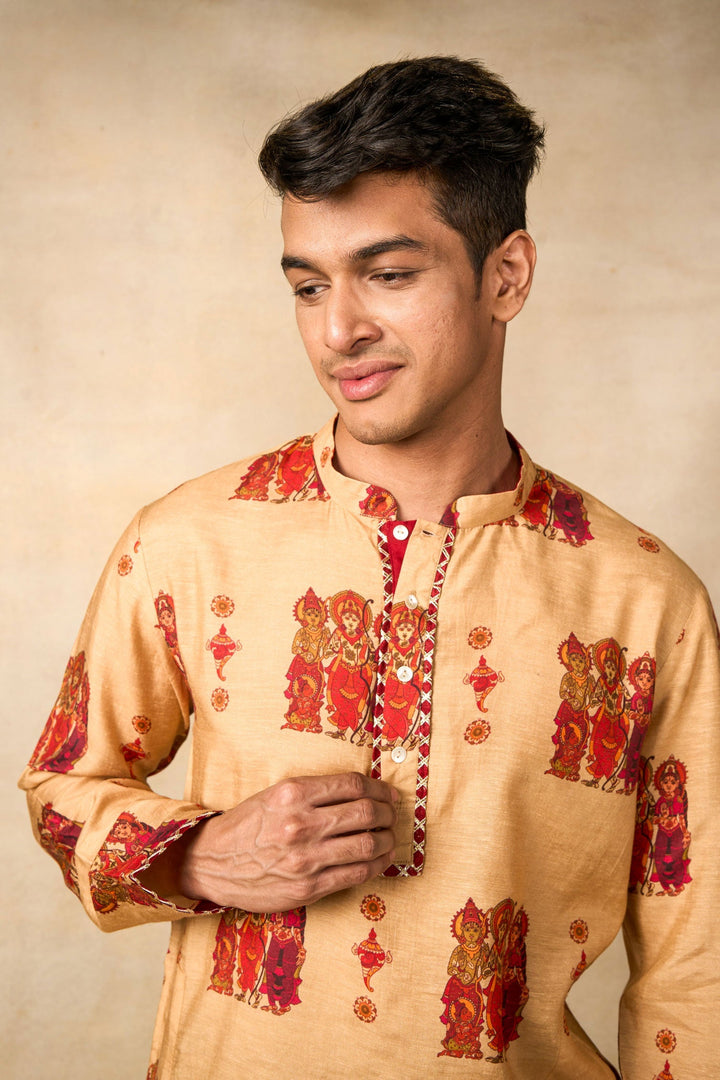 Vajraang cream kurta | SHOBITAM