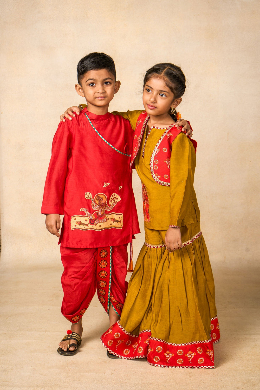 Ram Van olive kurta + Sharara +jacket set (set of 3) |  SHOBITAM