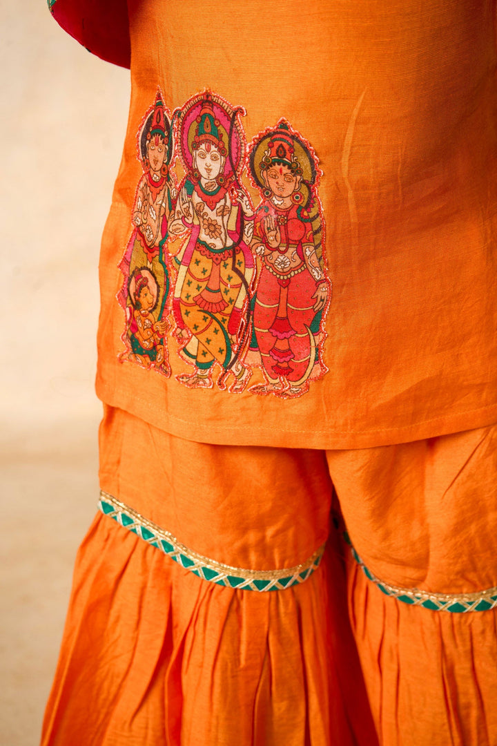 Ram Van mango kurta + Sharara +jacket set (set of 3) | SHOBITAM