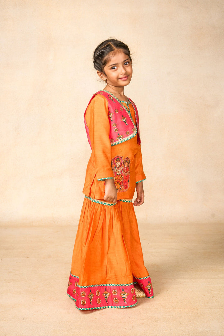 Ram Van mango kurta + Sharara +jacket set (set of 3) | SHOBITAM