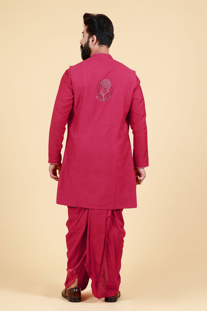 PHOOLKARI MAROON DHOTI | SHOBITAM
