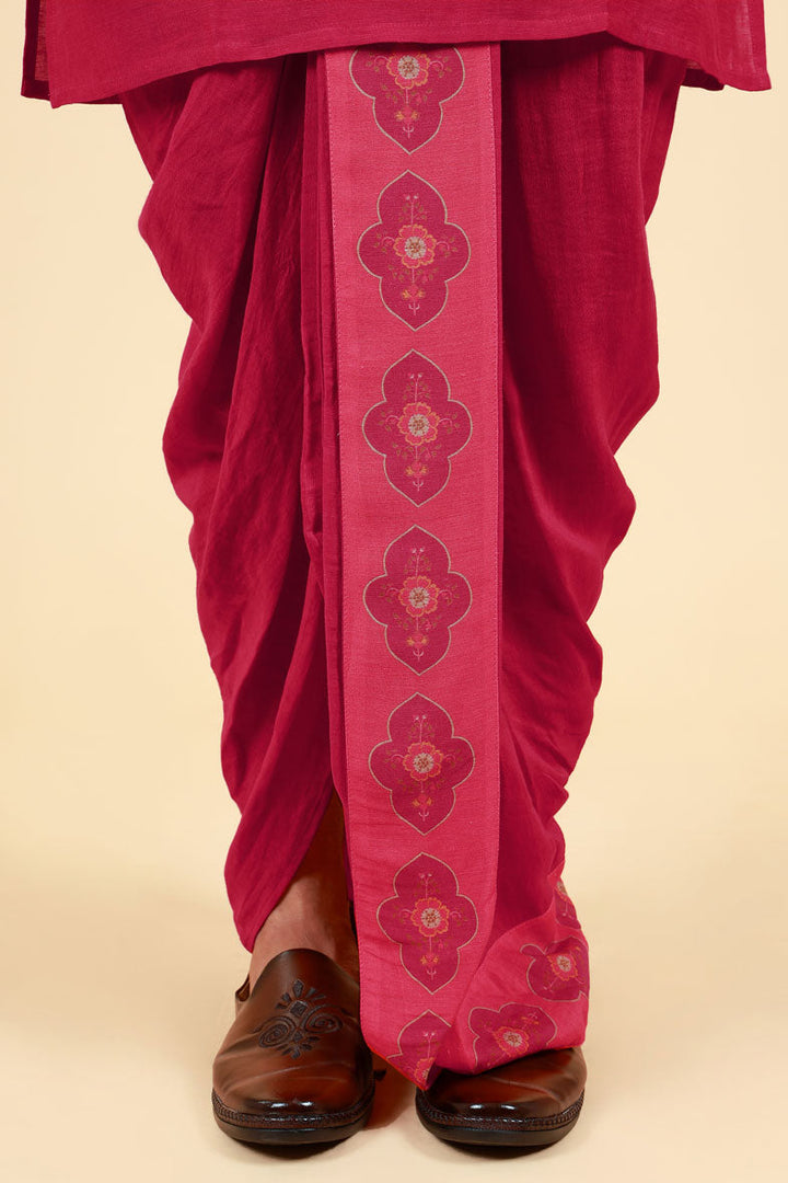 PHOOLKARI MAROON DHOTI | SHOBITAM