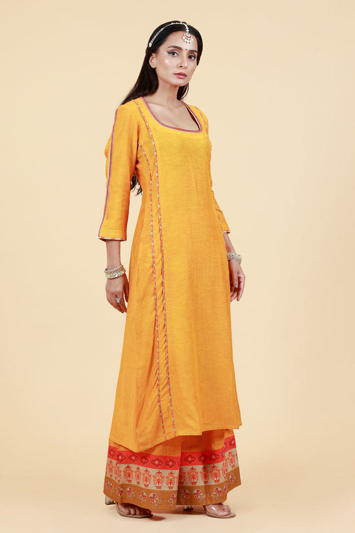 RASALA HALDI KURTA PALAZZO + DUPATTA SET| SHOBITAM