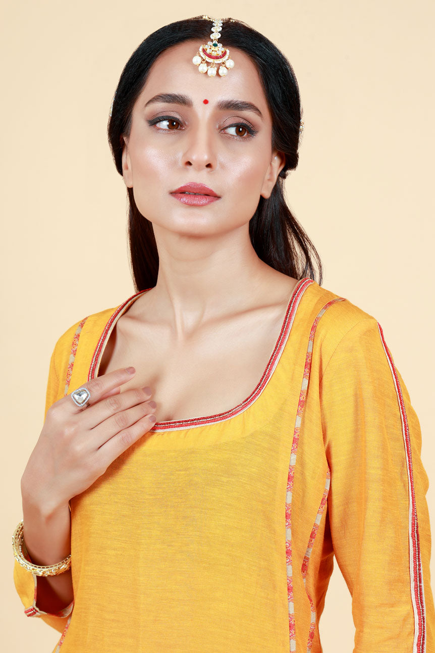 RASALA HALDI KURTA PALAZZO + DUPATTA SET| SHOBITAM