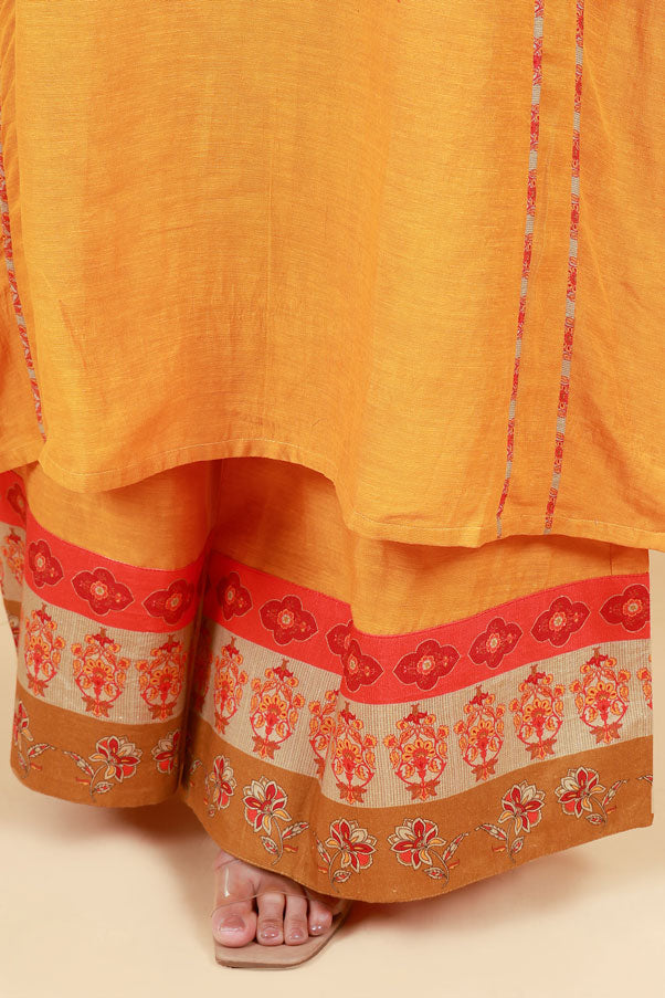 RASALA HALDI KURTA PALAZZO + DUPATTA SET| SHOBITAM