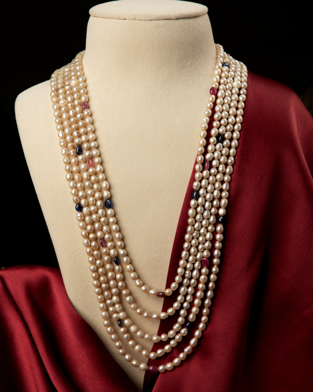 Ratnavali – Ruby Sapphire Pearl Mala | SHOBITAM
