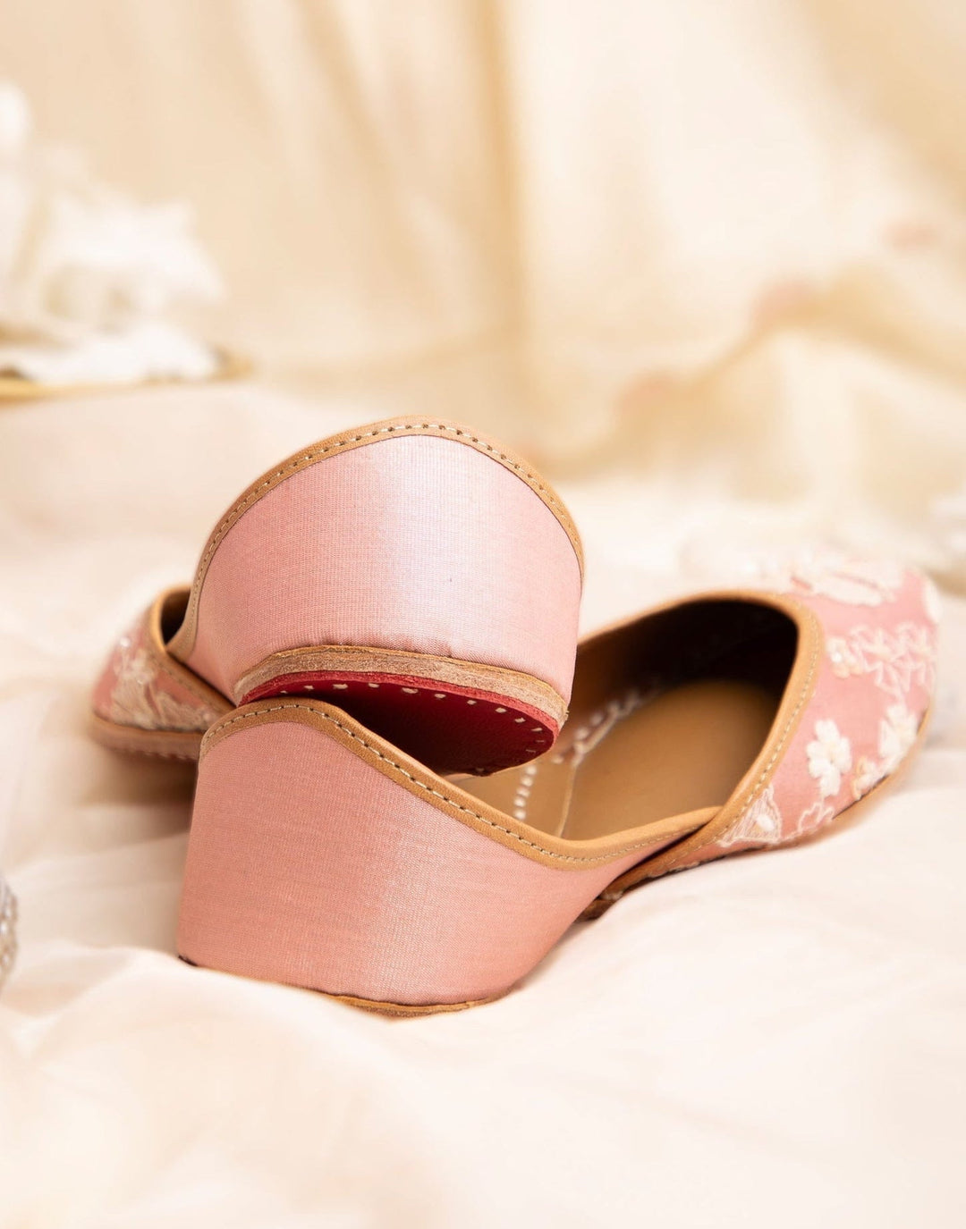 Blush Pink Jutti with embroidery and Subtle Beadwork