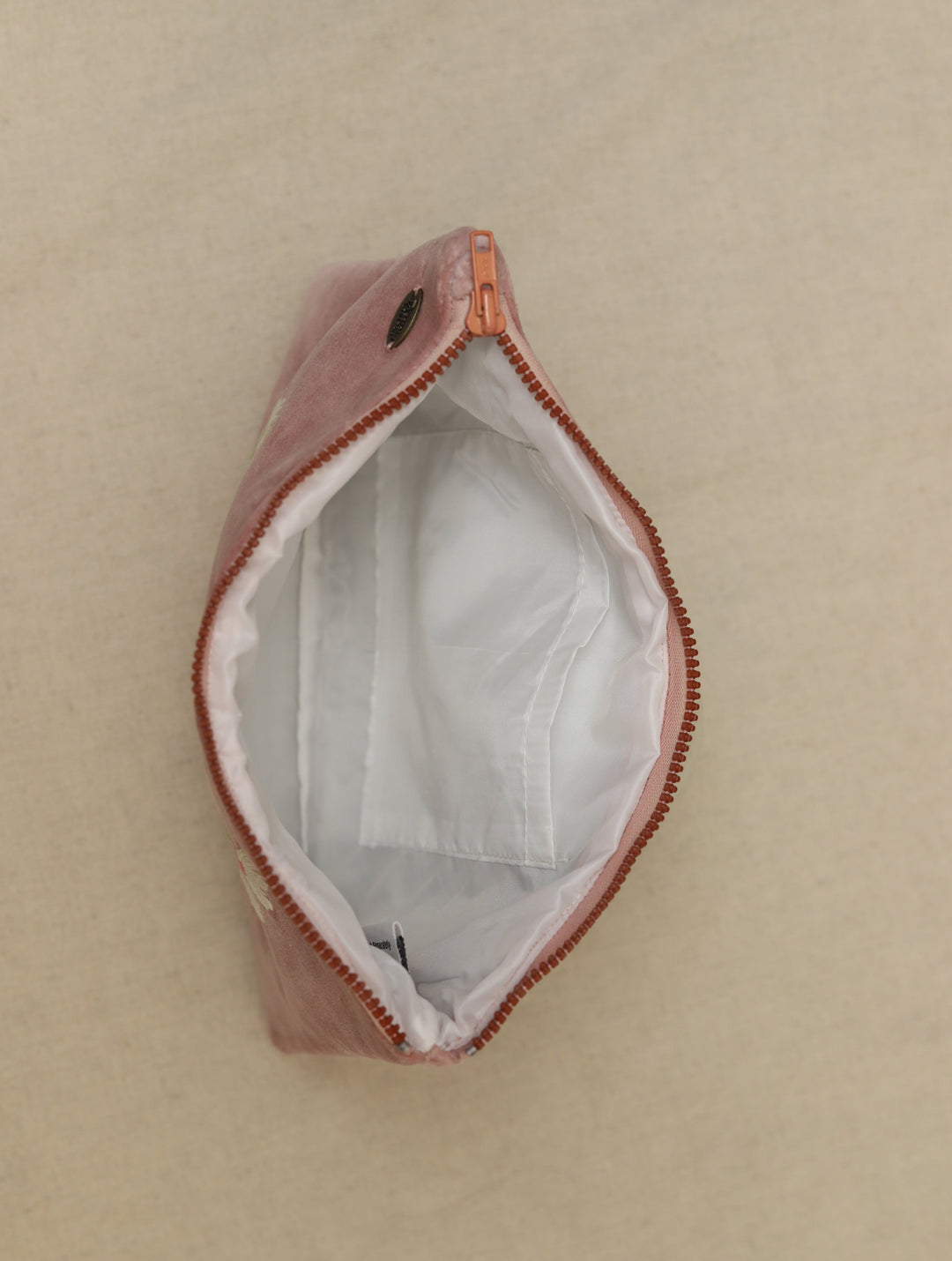 Onion Pink hand embroidered Velvet Utility Pouch 12 by 8",Single Piece