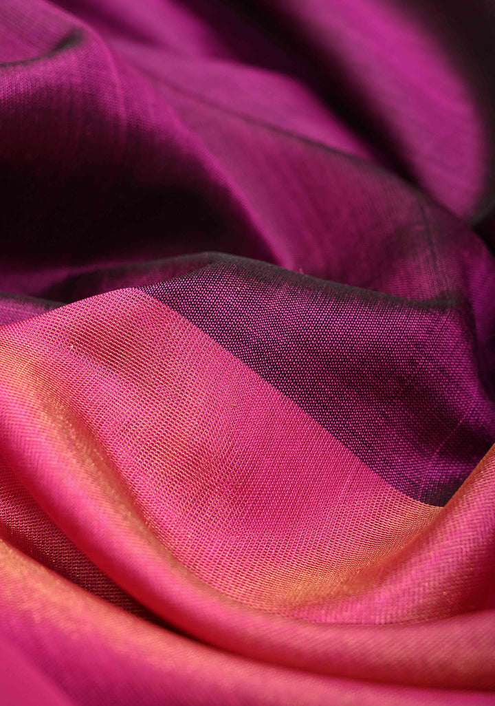 Plum Uppada Handloom Silk Saree with Half Tissue Skirt Border | SILK MARK CERTIFIED