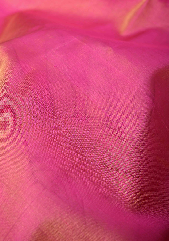 Plum Uppada Handloom Silk Saree with Half Tissue Skirt Border | SILK MARK CERTIFIED