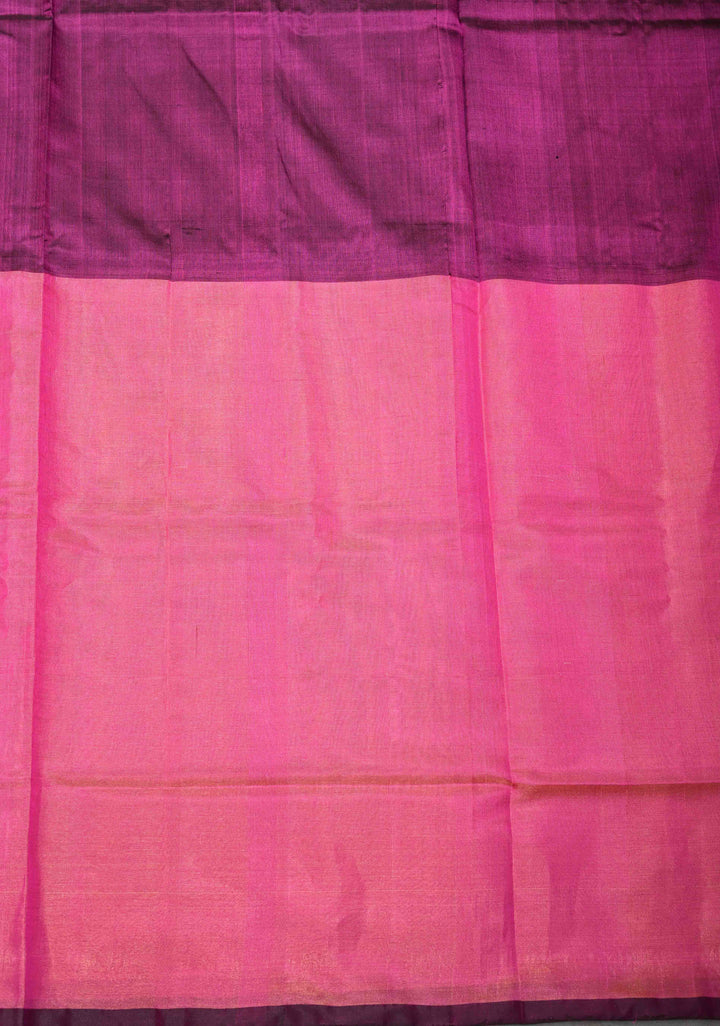 Plum Uppada Handloom Silk Saree with Half Tissue Skirt Border | SILK MARK CERTIFIED