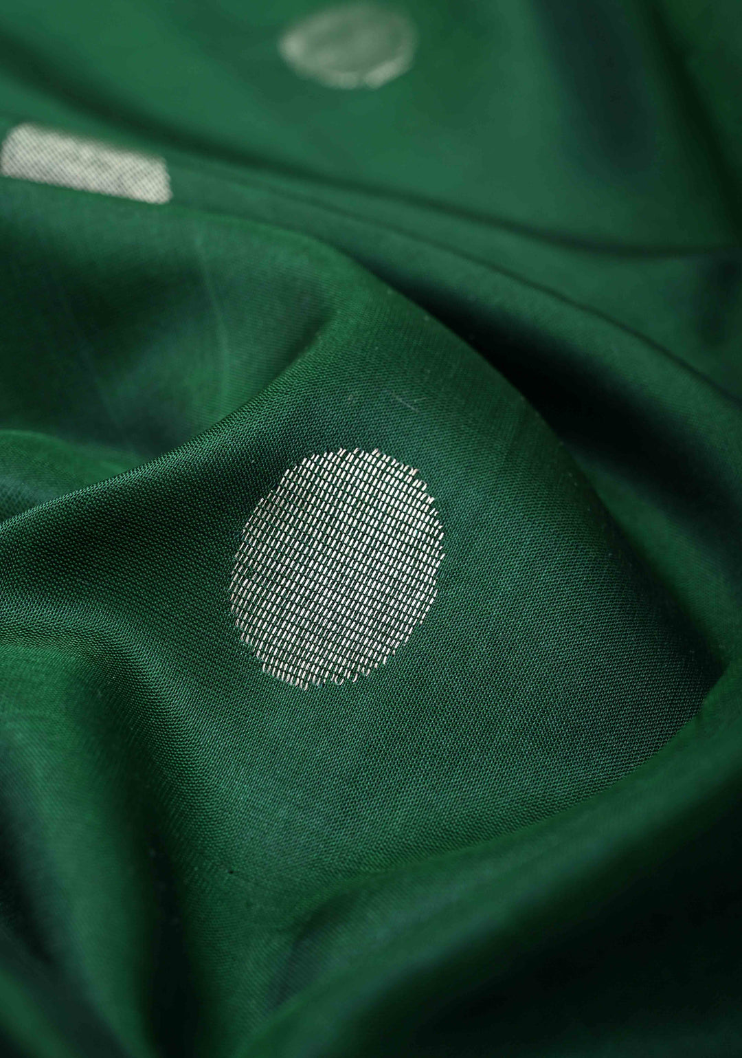 Bottle Green Uppada Handloom Silk Saree with Coin Buttas and Zari Border | SILK MARK CERTIFIED