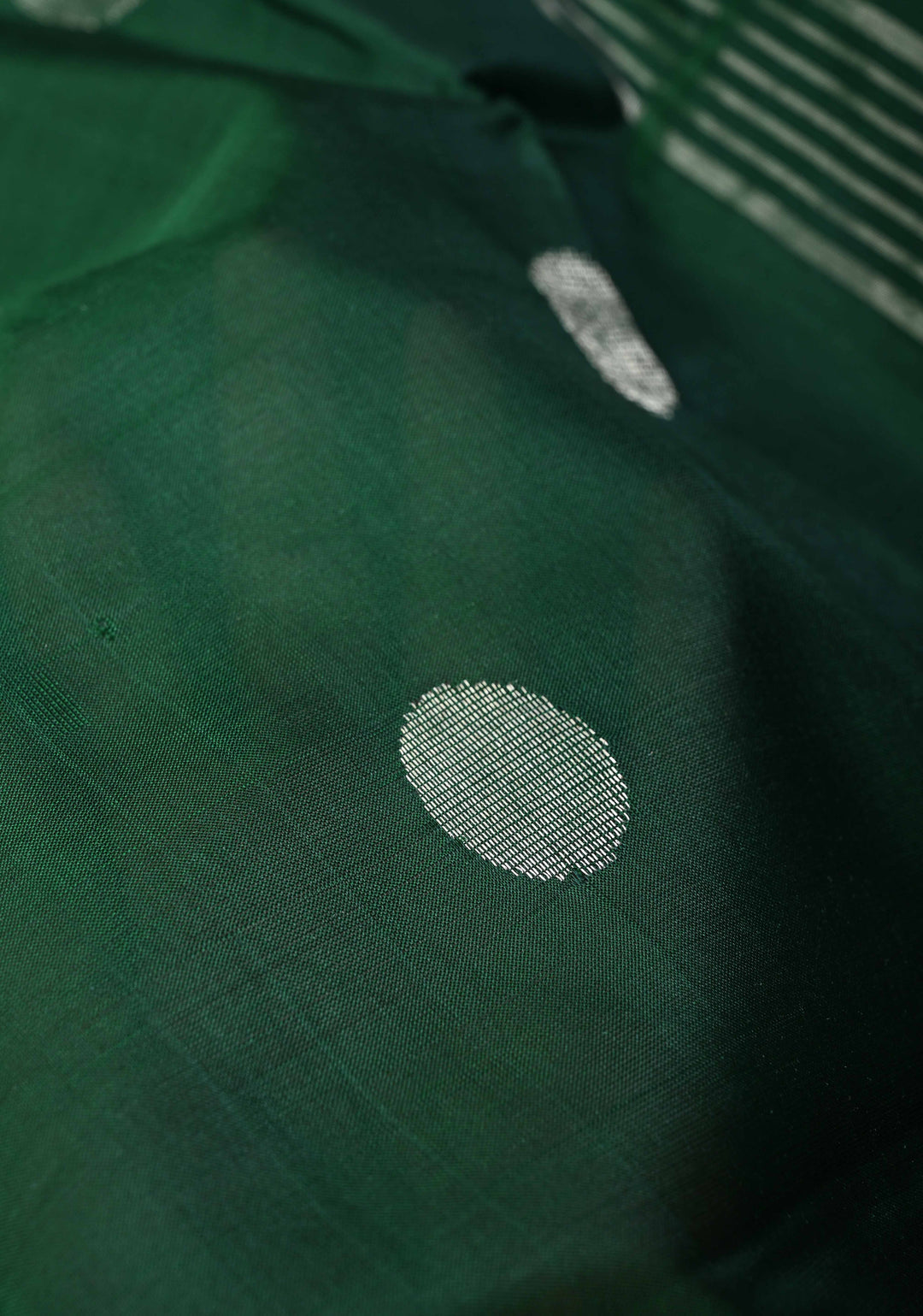 Bottle Green Uppada Handloom Silk Saree with Coin Buttas and Zari Border | SILK MARK CERTIFIED