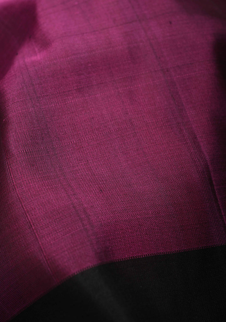 Magenta Uppada Handloom Silk Saree with Black Panel and Zari Border | SILK MARK CERTIFIED