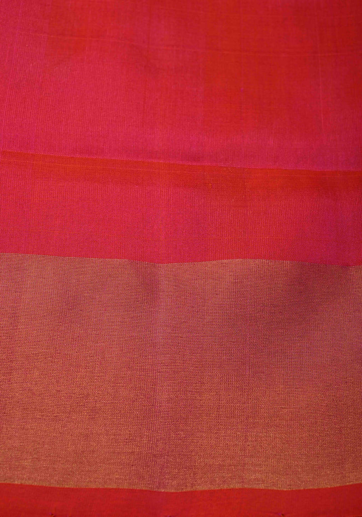 Ivory Sona Rupa Buttas on Uppada Handloom Silk Saree with Contrast Panel and Zari Border | SILK MARK CERTIFIED