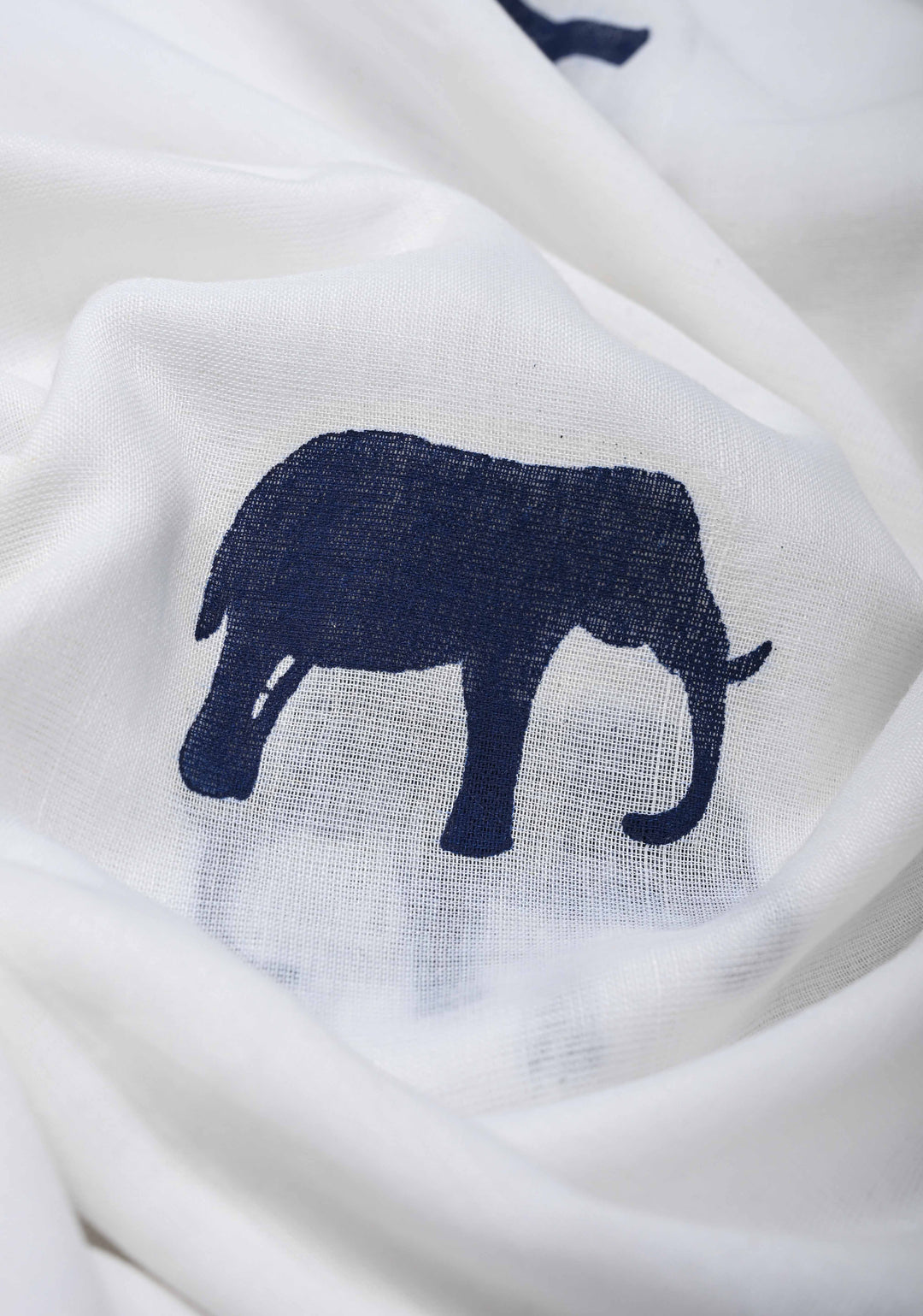 White Uppada Cotton Saree with Elephant Block Buttas and Contrast Border