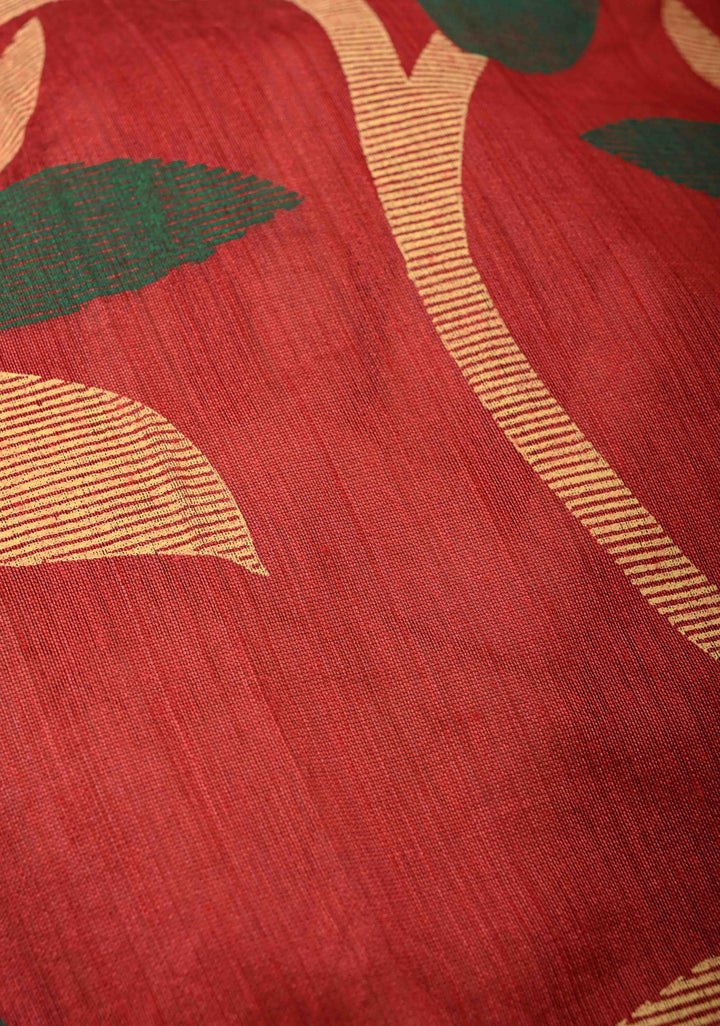 Brick Red Uppada Handloom Silk Saree with Full Body Jamdani Jaal and Border