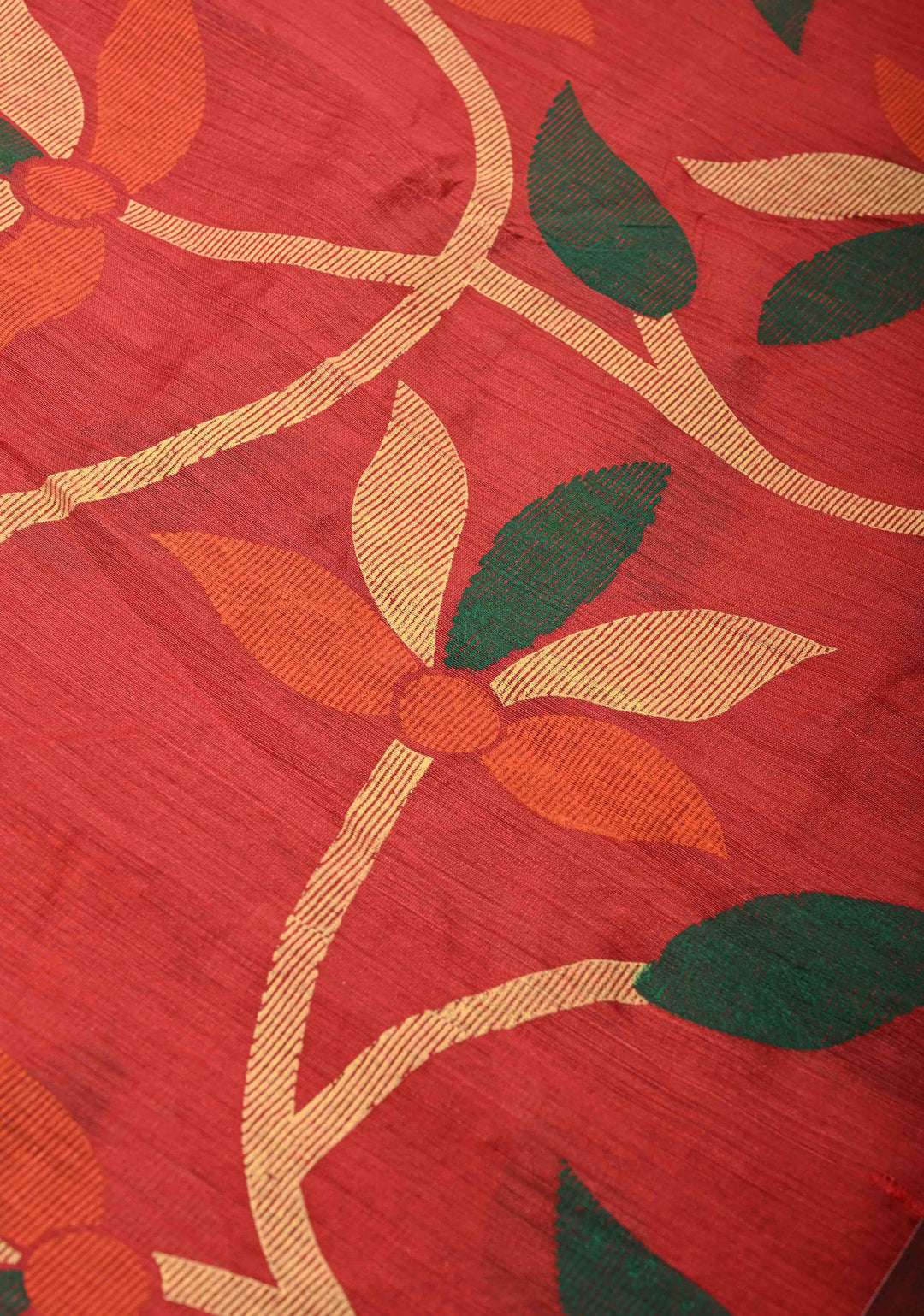 Brick Red Uppada Handloom Silk Saree with Full Body Jamdani Jaal and Border