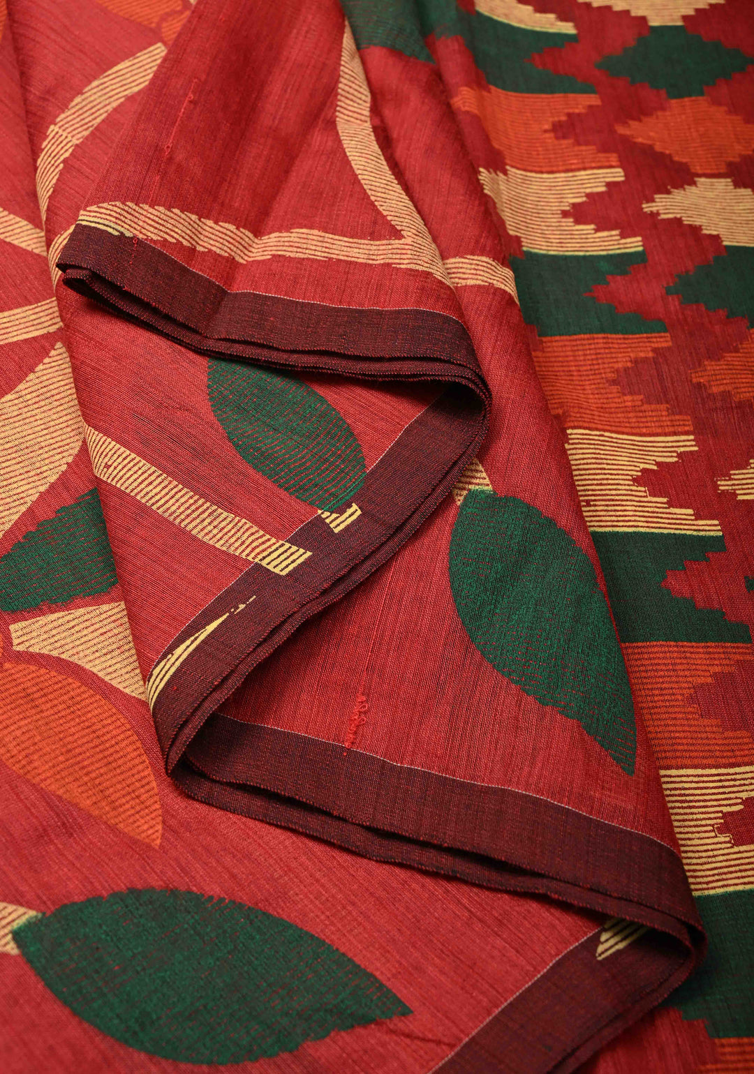 Brick Red Uppada Handloom Silk Saree with Full Body Jamdani Jaal and Border