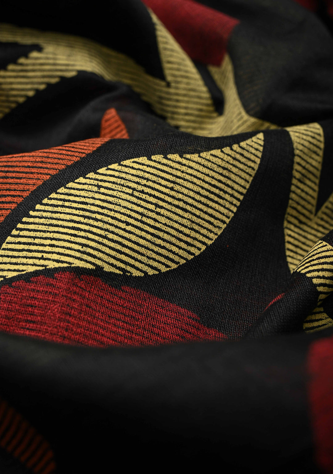 Black Uppada Handloom Cotton Saree with Jamdani Screen Print