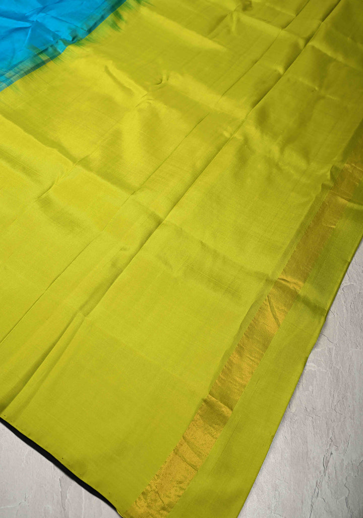 Borderless Off White-Black-Blue Uppada Handloom Pure Silk Saree with Panel Pattern | SILK MARK CERTIFIED