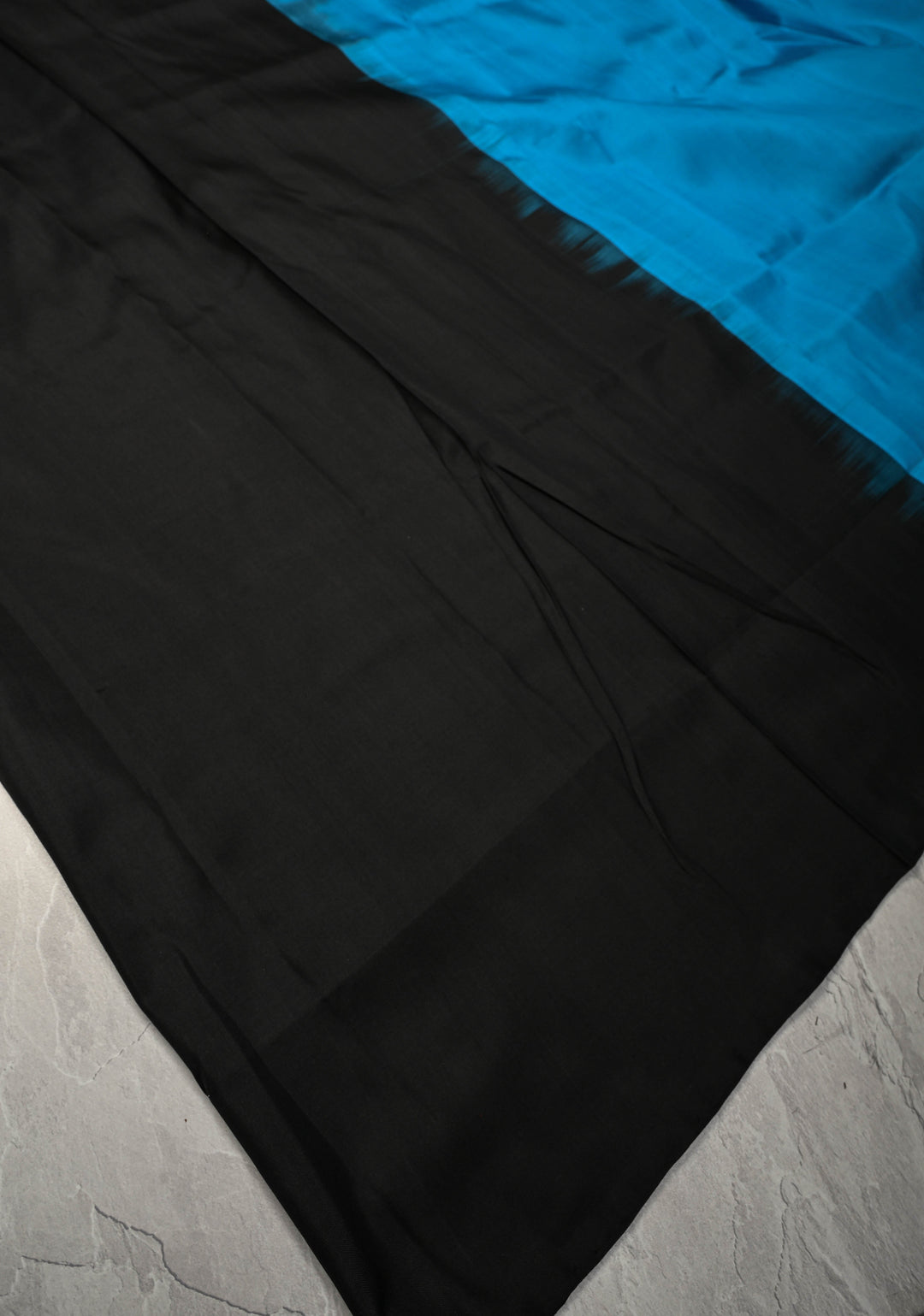 Borderless Off White-Black-Blue Uppada Handloom Pure Silk Saree with Panel Pattern | SILK MARK CERTIFIED