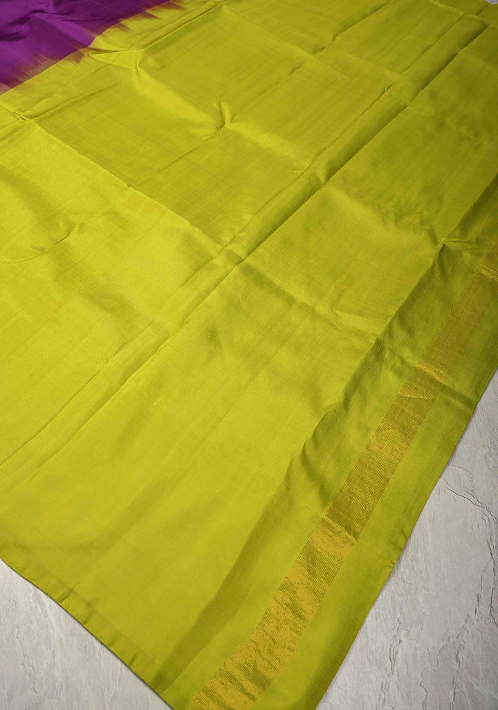 Borderless Cream-Black-Purple Uppada Handloom Silk Saree with Panel Pattern | SILK MARK CERTIFIED