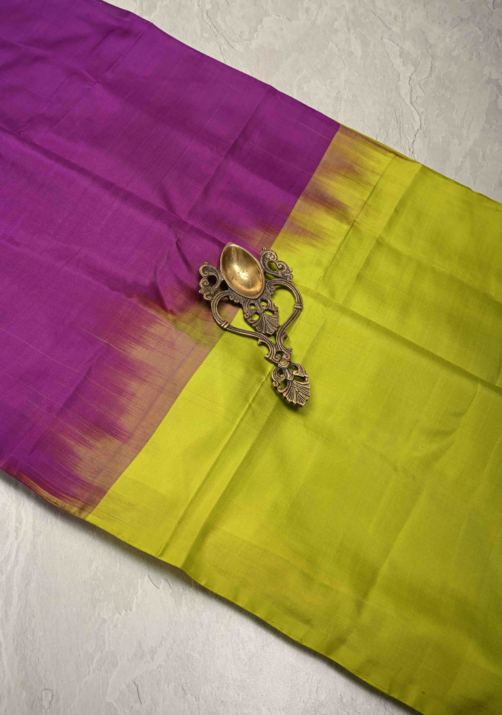 Borderless Cream-Black-Purple Uppada Handloom Silk Saree with Panel Pattern | SILK MARK CERTIFIED