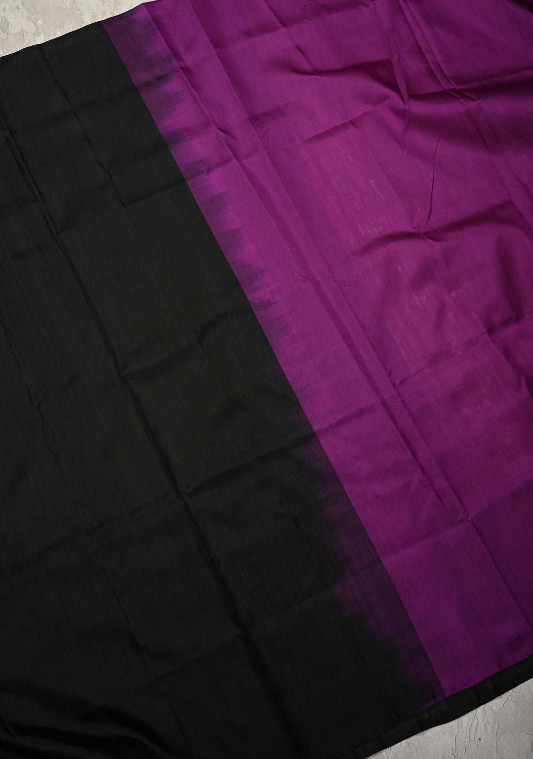 Borderless Cream-Black-Purple Uppada Handloom Silk Saree with Panel Pattern | SILK MARK CERTIFIED