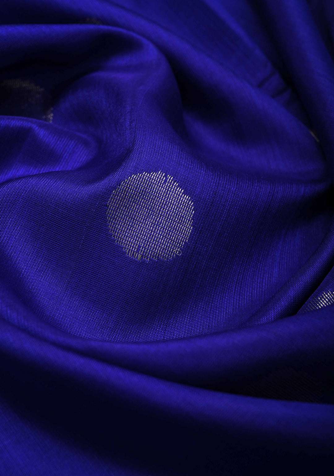 Ink Blue Purple Uppada Handloom Silk Saree with Polka Dotts and Silver Zari Border | SILK MARK CERTIFIED