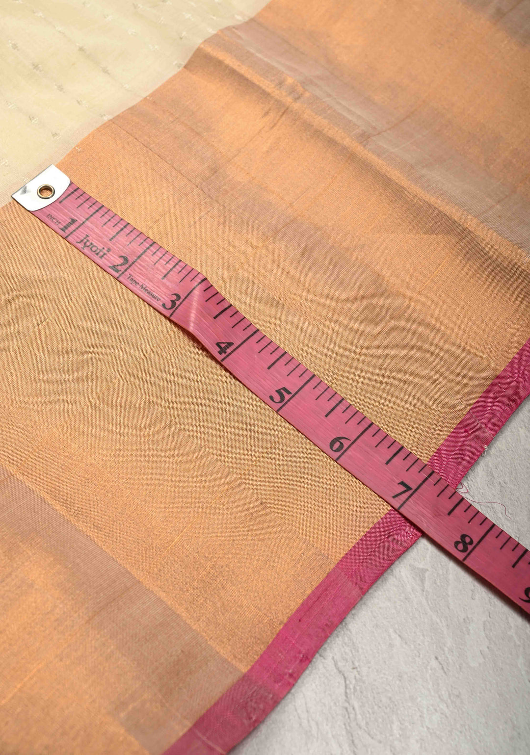Cream Zari Stripes on Uppada Handloom Silk Saree with Buttas and Tissue Border, No Blouse Peice