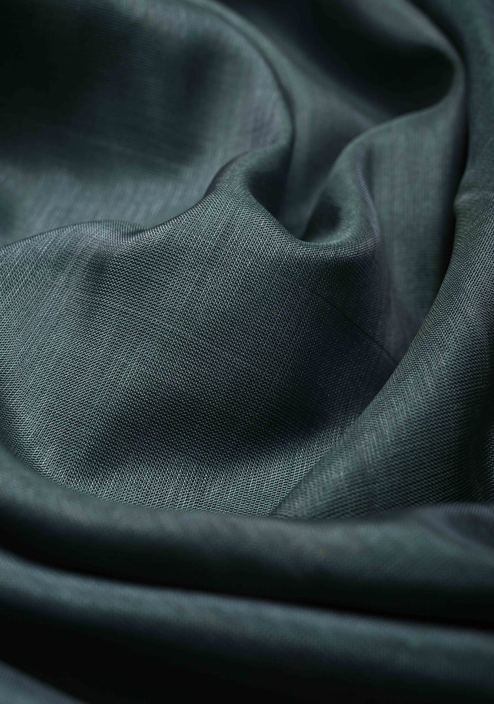 Patli Pallu Gray-Green Uppada Handloom Silk Half-Half Saree with Sona Rupa Buttas and Tissue Border  | SILK MARK CERTIFIED